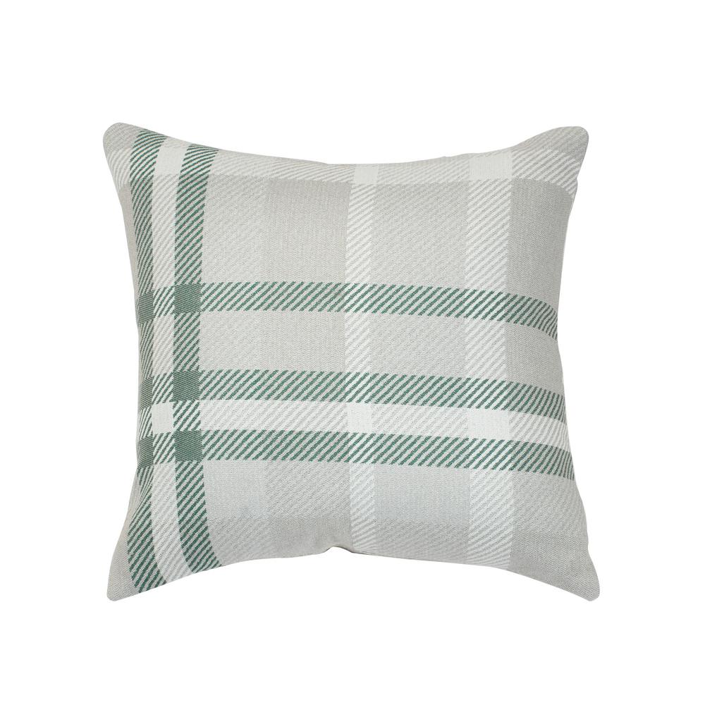 Astella Tartan Jade Square Outdoor Accent Throw Pillow Tp18 Fa35