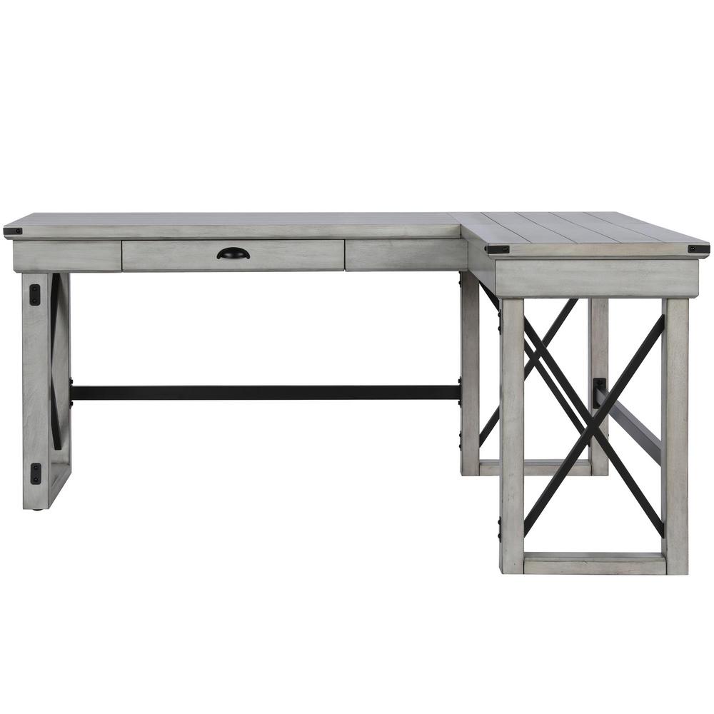 Ameriwood Wildwood Rustic White L Shaped Desk With Lift Top