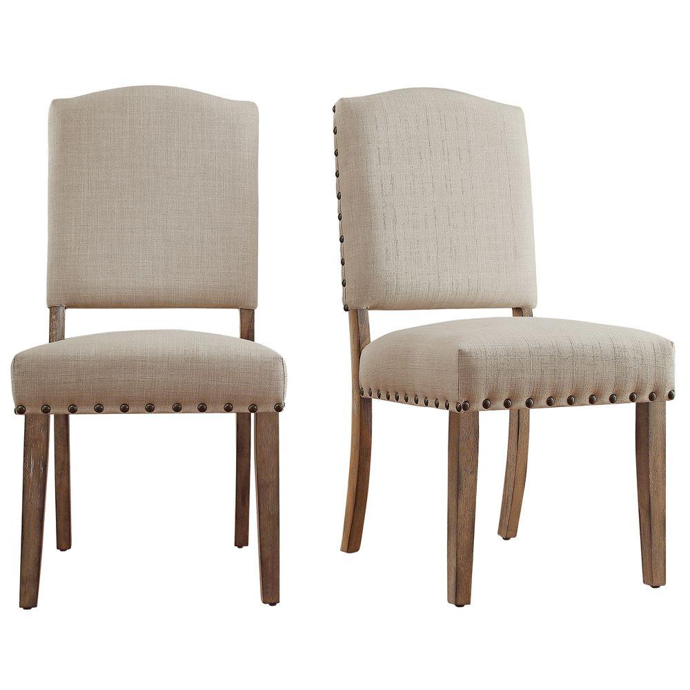 HomeSullivan Bunker Hill Oatmeal Linen Dining Chair (Set of 2)40E205C