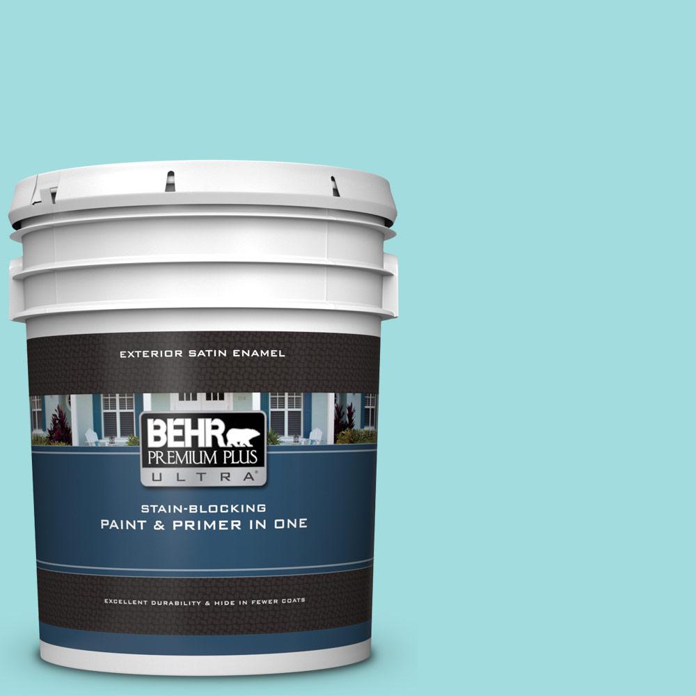 BEHR Premium Plus Ultra 5 gal. 500A3 Aqua Spray Satin Enamel Exterior