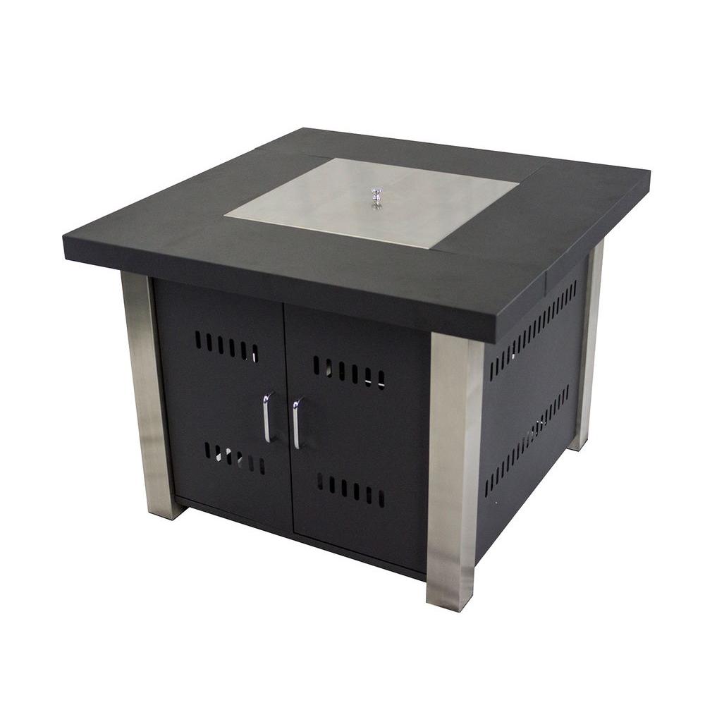 black gas fire pit table