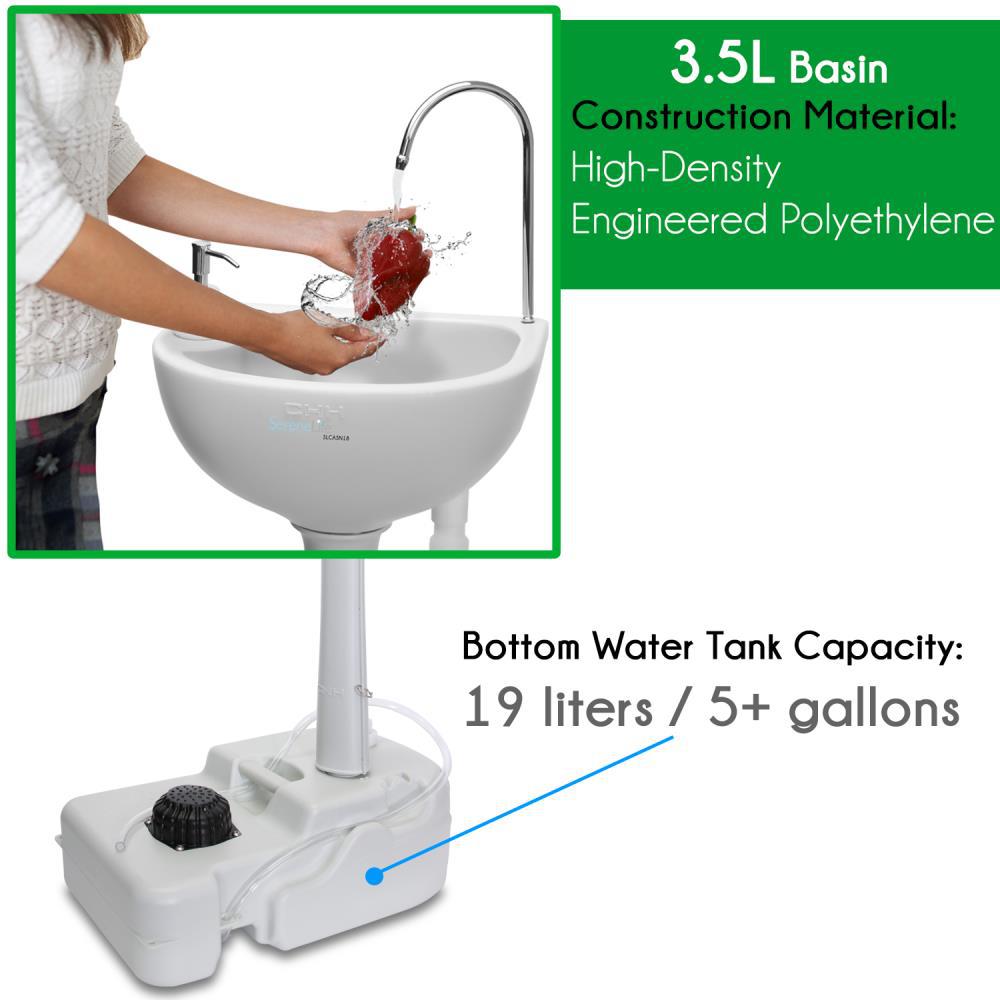 Serenelife 5 Plus Gal Capacity Portable Hand Wash Sink Faucet