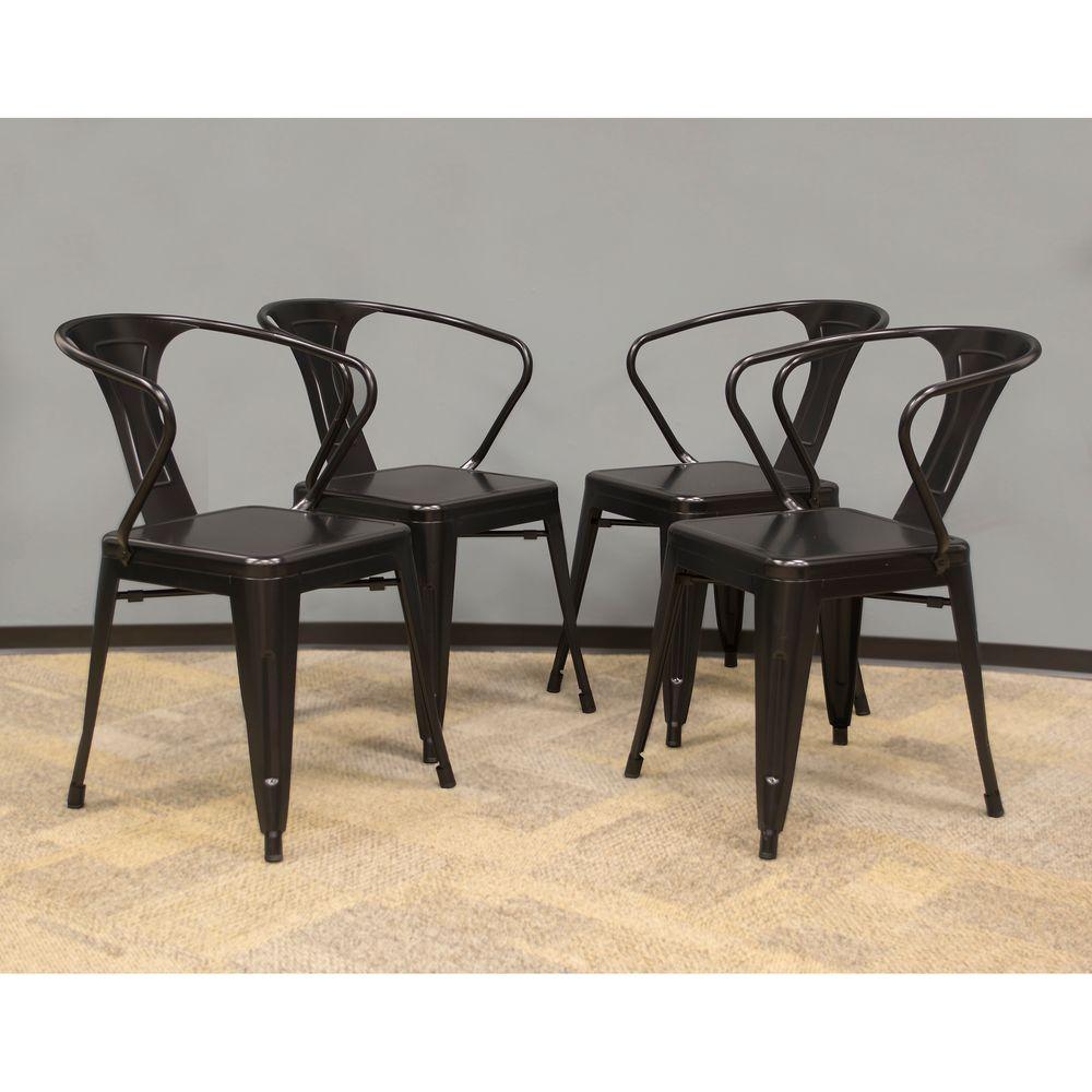 AmeriHome Black Metal Dining Chair (Set of 4)-801293 - The Home Depot