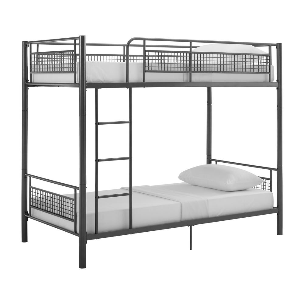 Welwick Designs Gunmetal Twin Metal Mesh Frame Bunk Bed-HD8298 - The ...