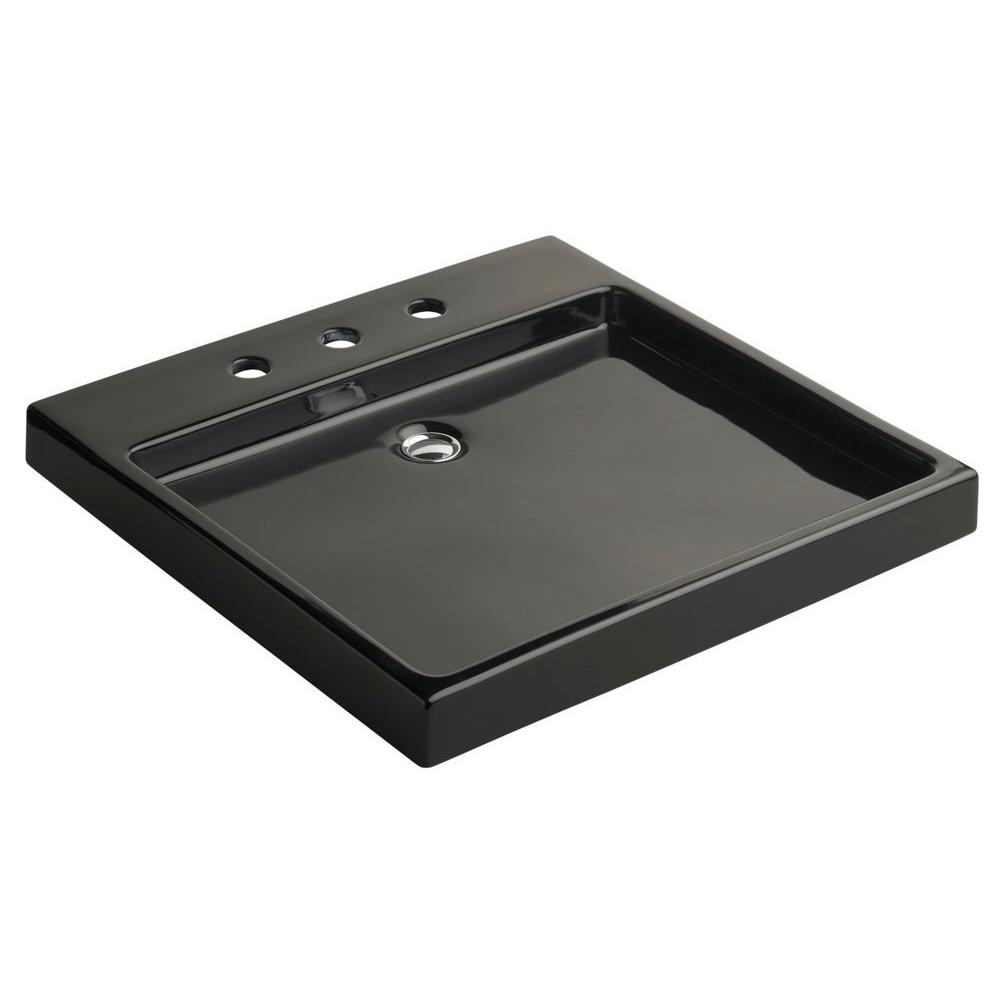 KOHLER Purist Wading Pool DropIn Vitreous China Bathroom Sink in Black