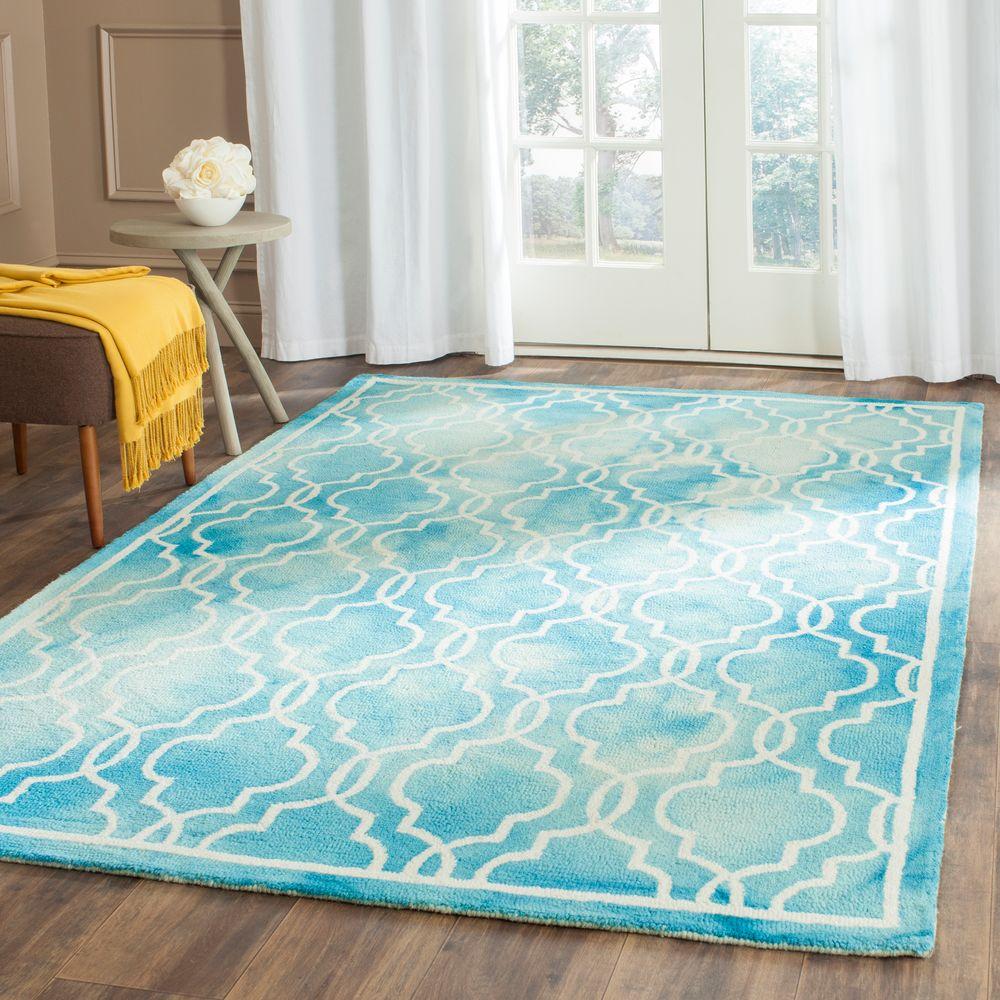 Safavieh 6 X 9 Area Rugs The Home Depot Dip Dye Turquoise Ivory 6 Ft X 9 Area Rug