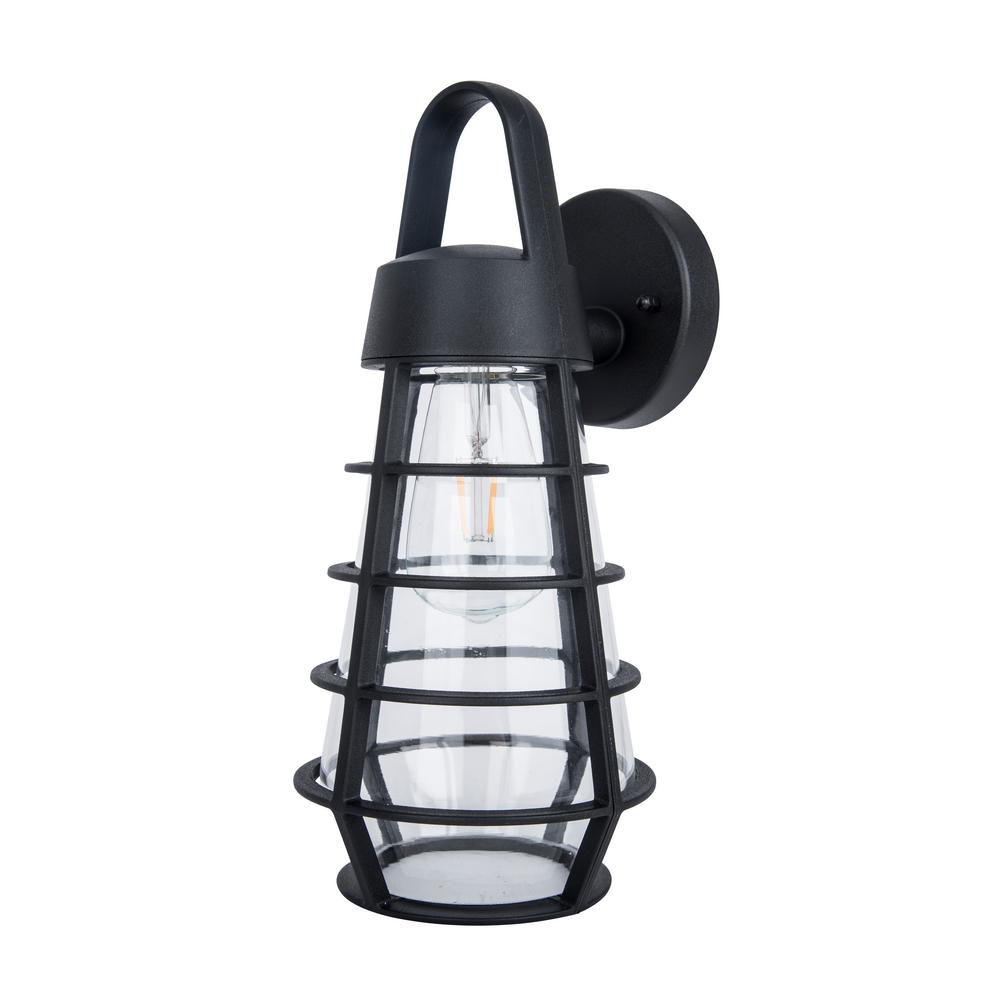 LUTEC Coastal Portland 1-Light Black Outdoor Wall Lantern Sconce