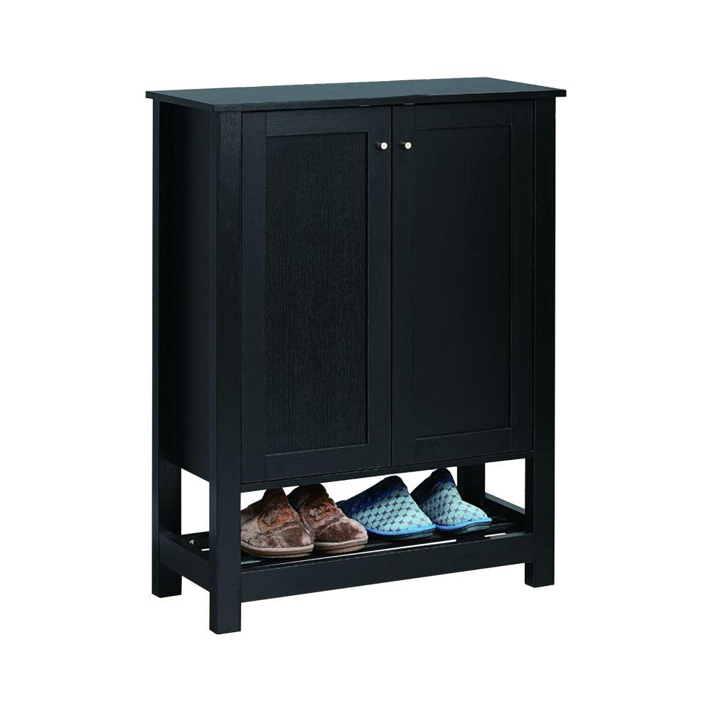 Benjara 42 In H X 31 25 In W 14 Pair Black Contemporary Shoe Cabinet With Rack Shelf Bm144458 The Home Depot