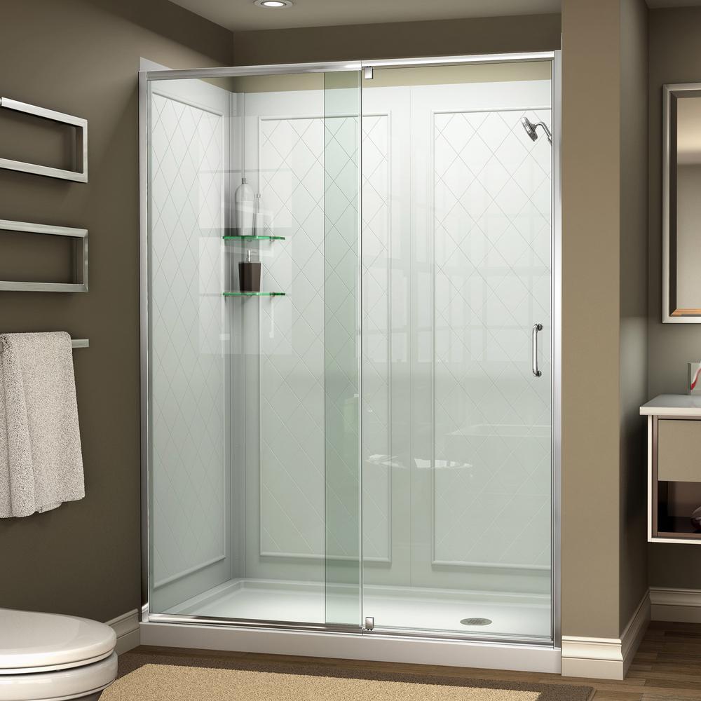 DreamLine Flex 60 In. X 76-3/4 In. Semi-Frameless Pivot Shower Door In ...