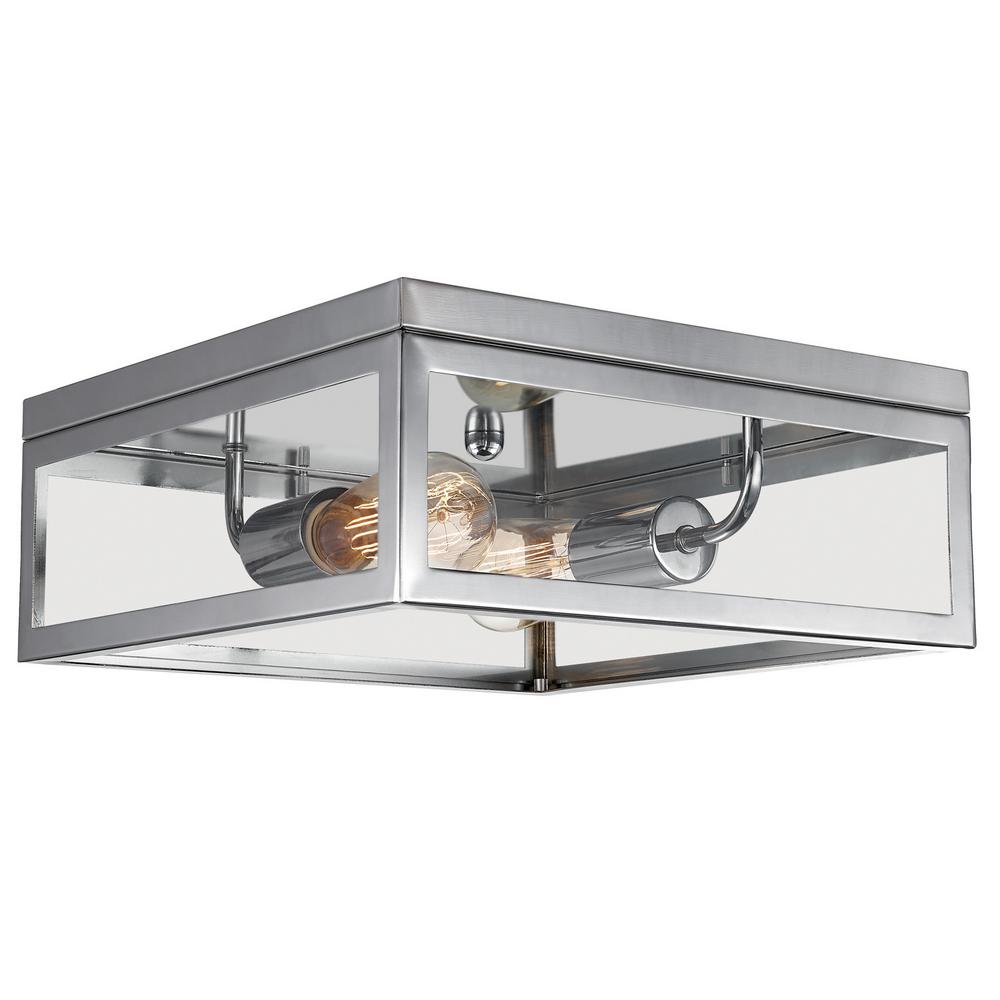 Square Flush Mount Lights Lighting The Home Depot Memphis 2 Light Chrome Flush Mount Ceiling 5 Globe Electric