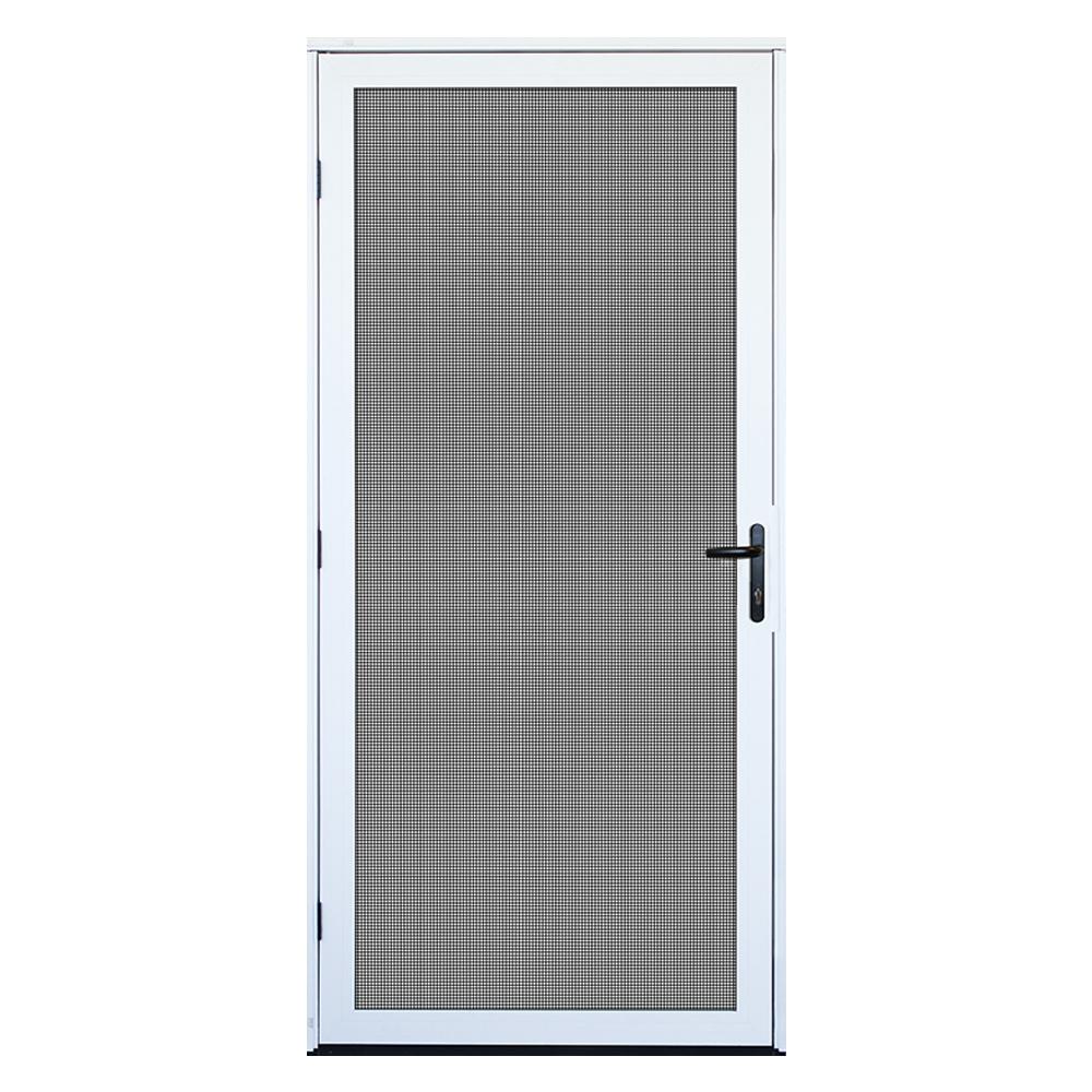 Unique Home Designs 36 In X 80 In White Recessed Mount Ultimate Security Screen Door With Meshtec Screen