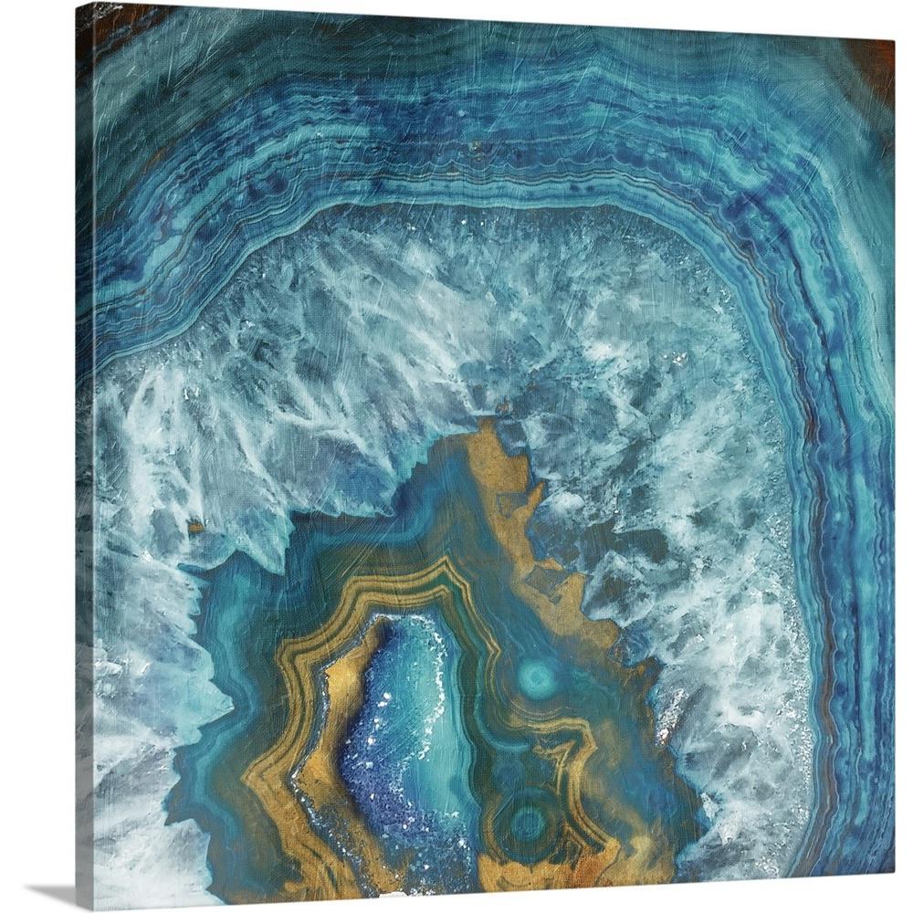 Gold Blue Flow By Jace Grey Canvas Wall Art