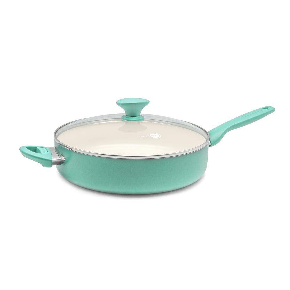 GreenLife 5 Qt. Turquoise Diamond Ceramic NonStick Covered Saute Pan