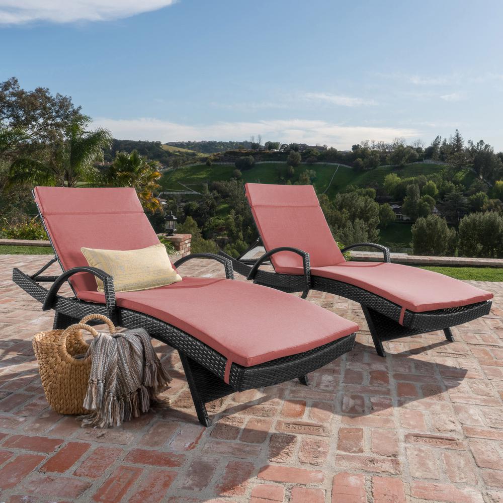 Noble House Miller Grey 2-Piece Wicker Outdoor Chaise ...