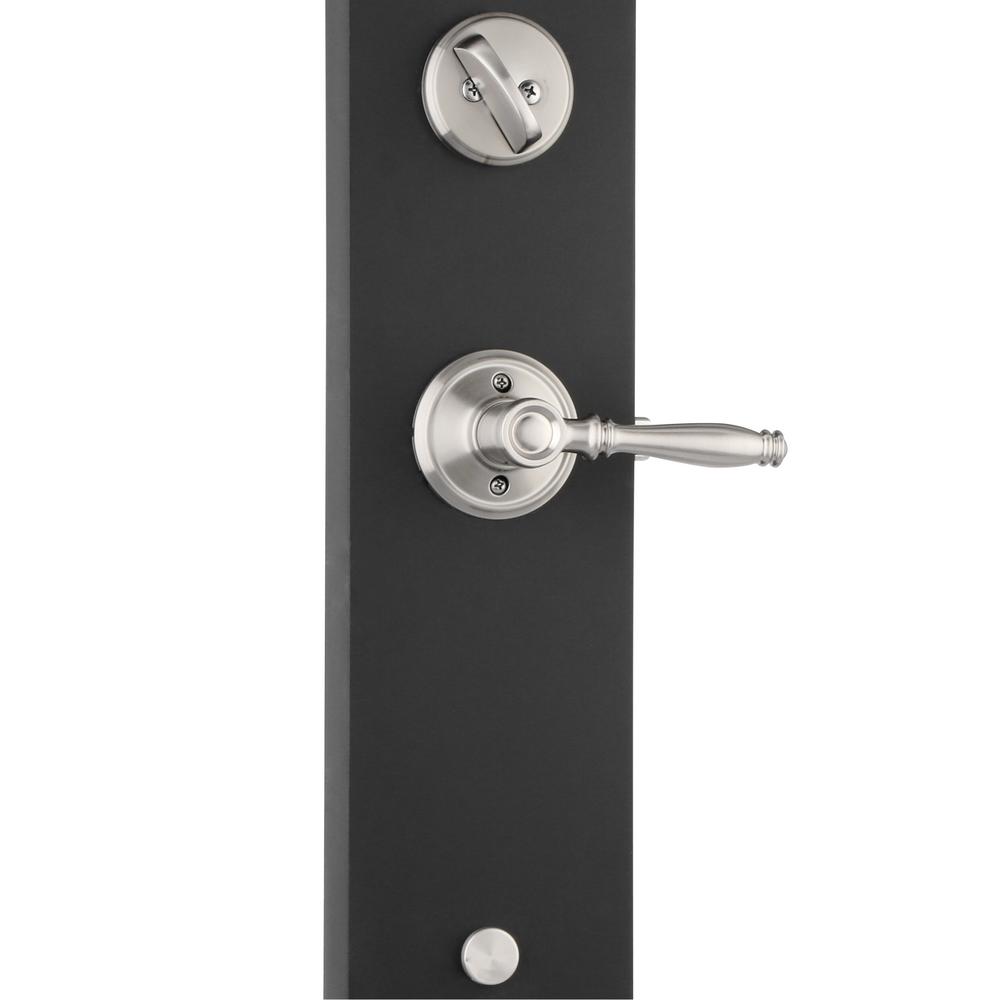 Schlage Addison Satin Nickel Single Cylinder Deadbolt with Birmingham Lever Door Handleset F60 V
