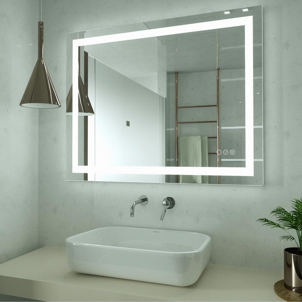 Kinwell 40 In W X 32 In H Frameless Rectangular Led Light Bathroom Vanity Mirror Mcg0508 The Home Depot