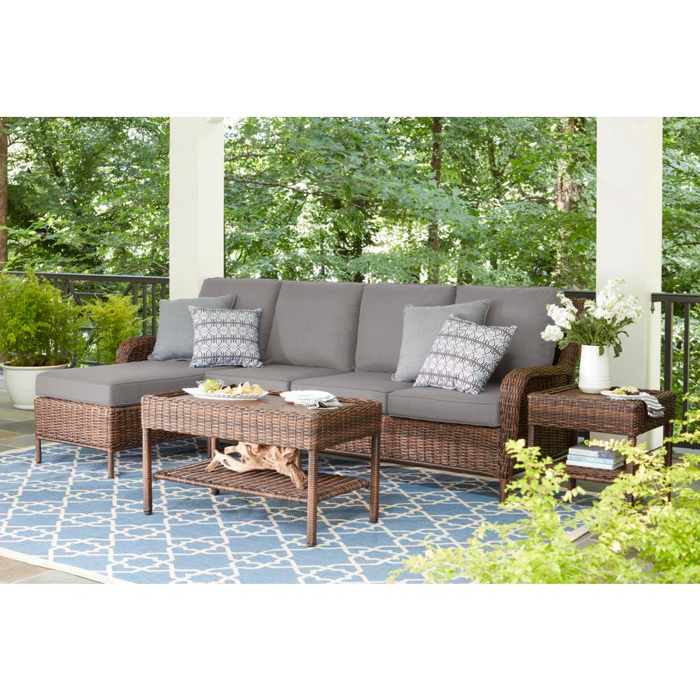 Hampton Bay Rock Cliff 6Piece Brown Wicker Outdoor Patio Sectional