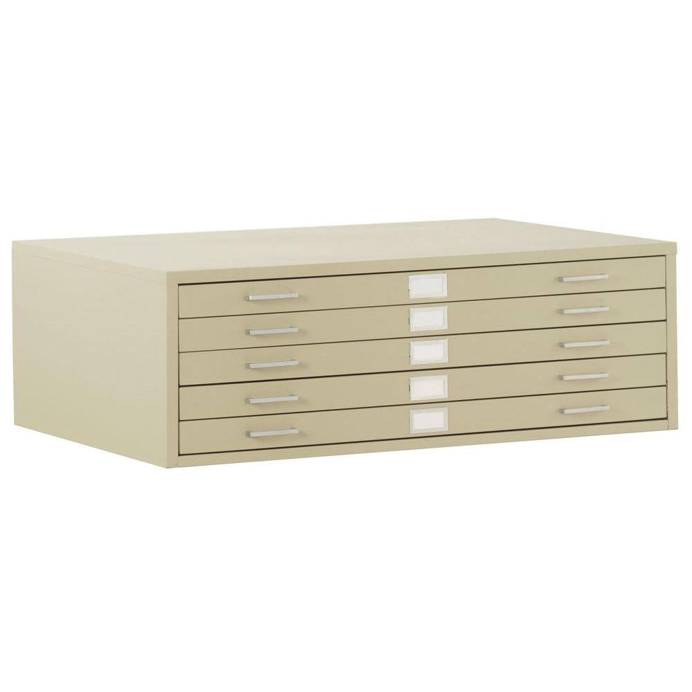 Edsal 15 75 In H X 55 75 In W X 41 In D 5 Drawer Flat File Cabinet In Putty 244882pu The Home Depot