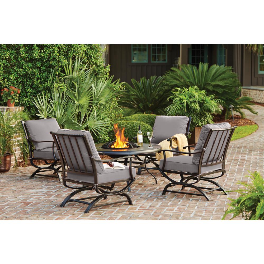 Hampton Bay Redwood Valley Black 5 Piece Steel Outdoor Patio Fire Pit Seating Set With Cushionguard Stone Gray Cushions H132 01424900 The Home Depot - Patio Furniture With Fire Pit Home Depot Hampton Bay Redwood Valley Black 5 Piece Steel Outdoor Patio Fire Pit Seating Set With Cushionguard Stone Gray Cushions H132 01424900 The Home Depot - Patio Furniture With Fire Pit Home Depot