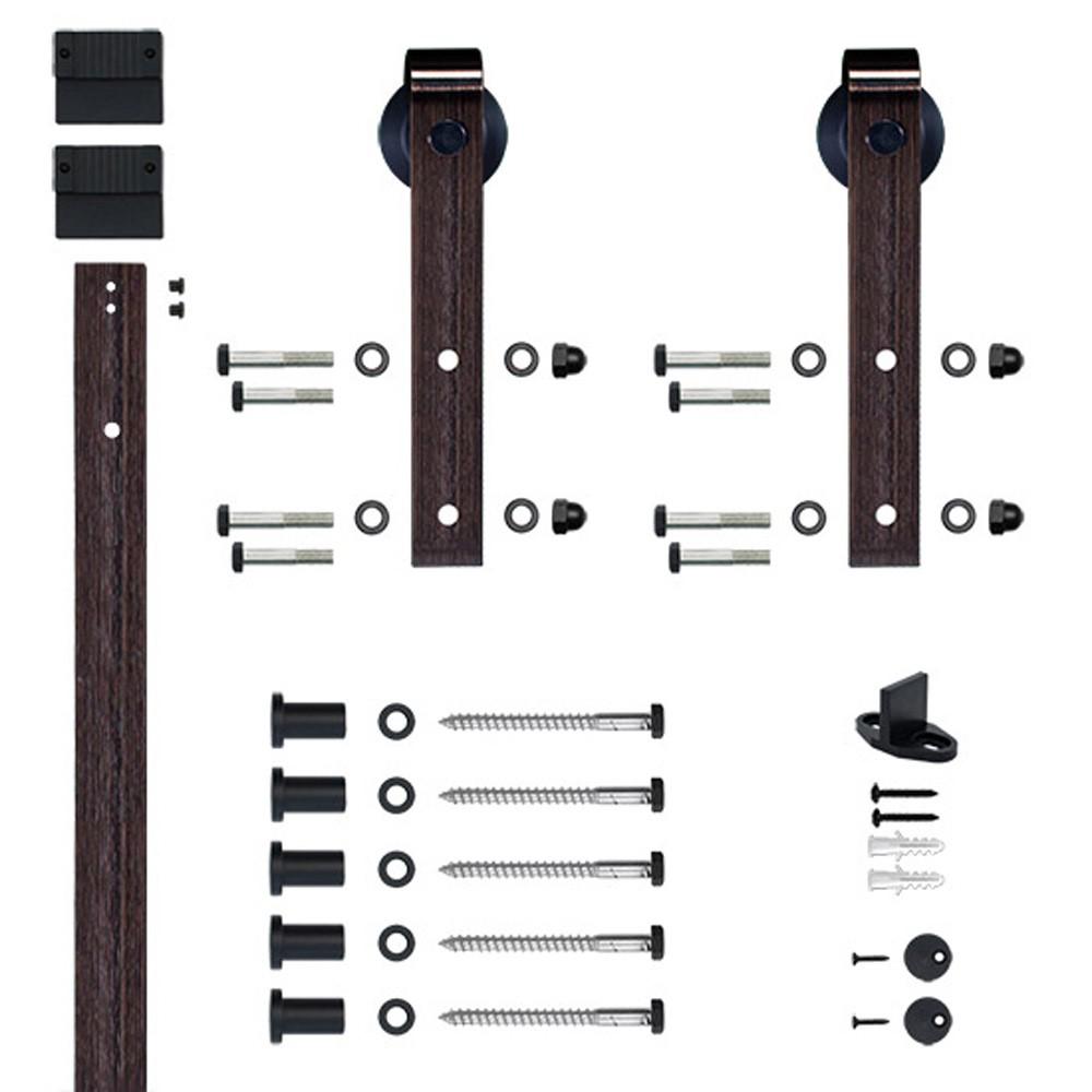 Hook Strap Oil Rubbed Bronze Rolling Barn Door Hardware Kit With 3