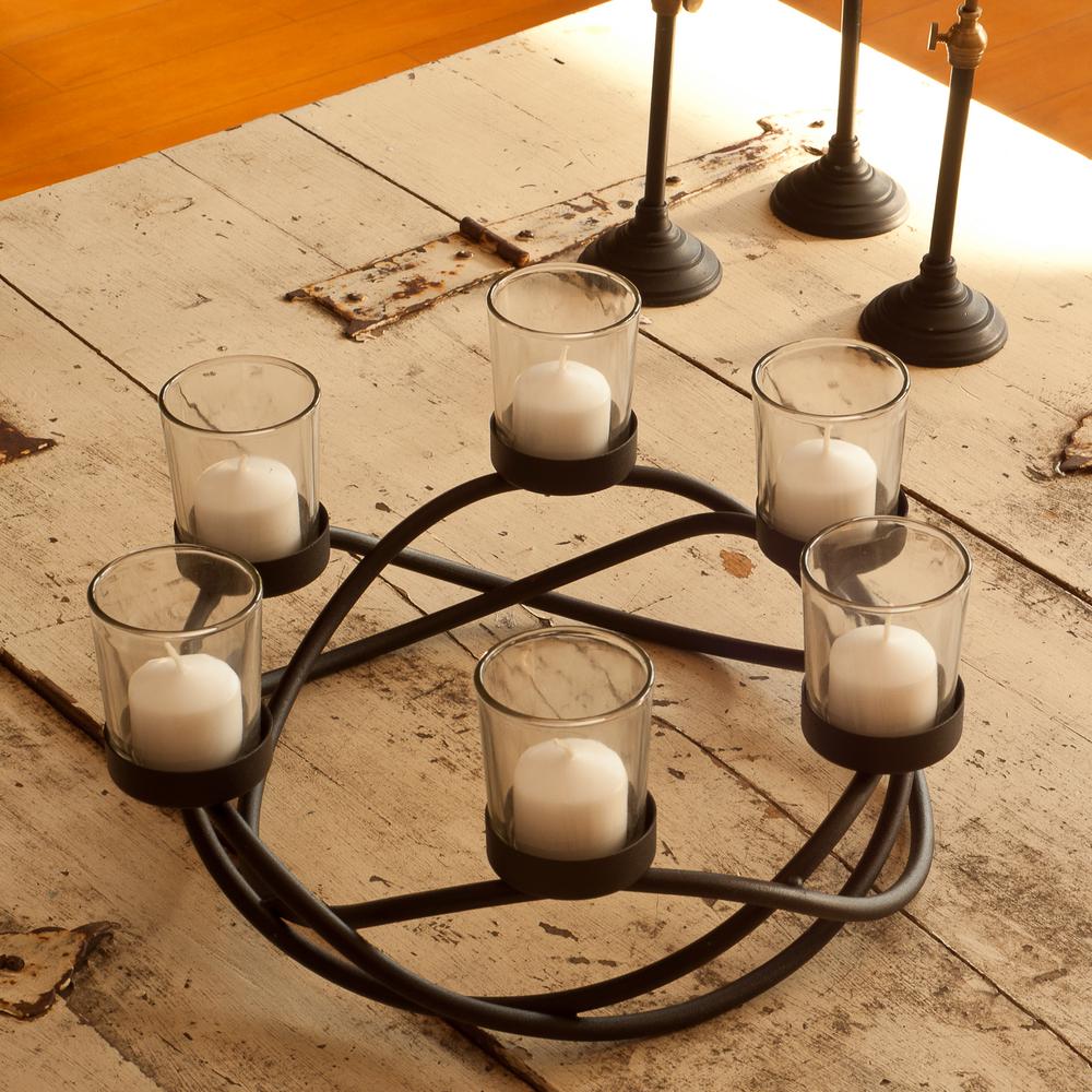 Danya B Black Metal Waves Candleholder Centerpiece Kf102 The Home Depot 3962