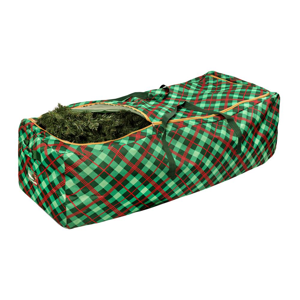 2 Up Christmas Tree Storage Trees The Home Depot Green And Red Plaid Rolling Artificial Tree Storage Bag For Trees Up To 10 Ft