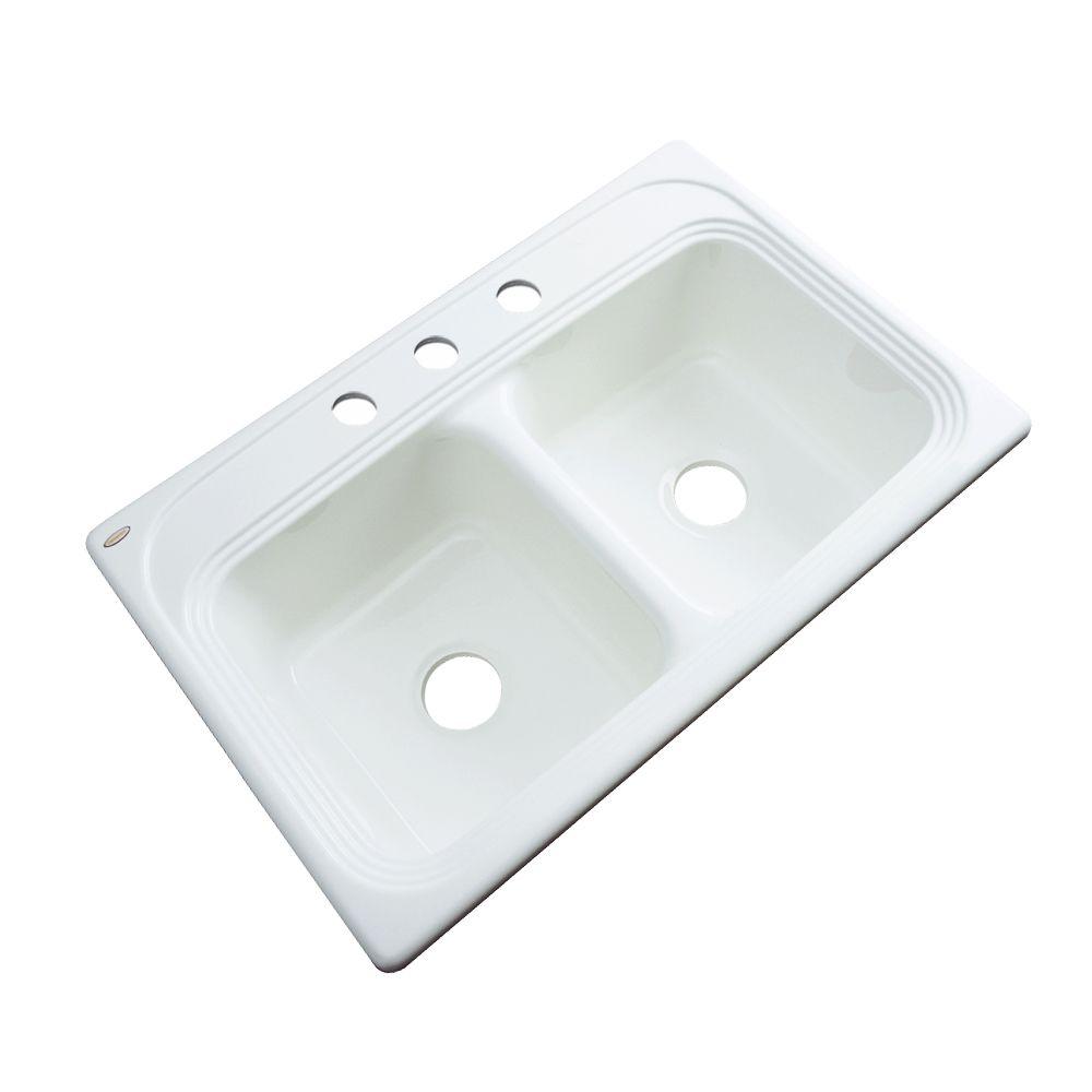 Thermocast Chesapeake DropIn Acrylic 33 in. 3Hole Double Bowl Kitchen