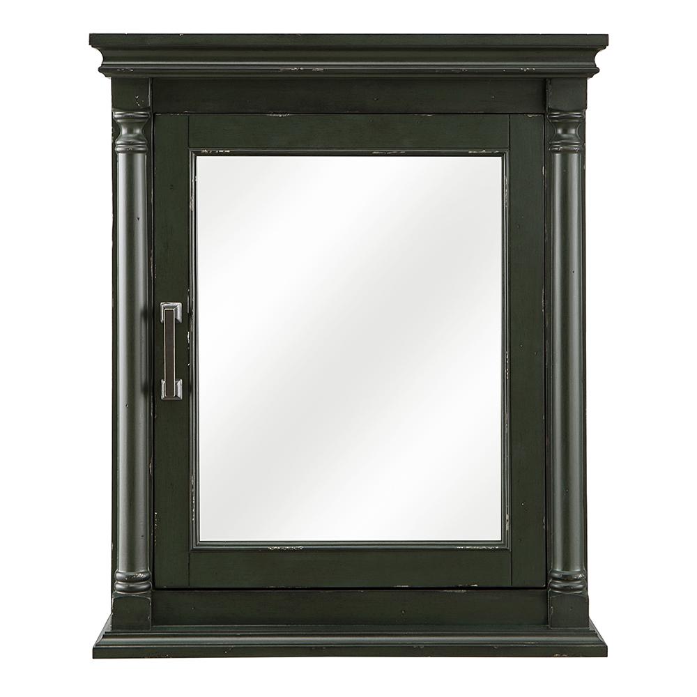 Home Decorators Collection Greenbrook 25 In W X 30 In H Surface Mount Mirrored Medicine Cabinet In Vintage Forest Green Gngc2530 The Home Depot