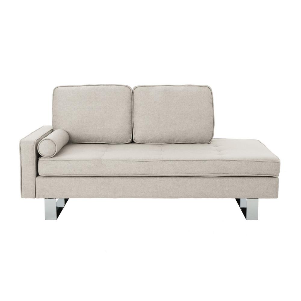 Typhaine Modern Beige Fabric Chaise Loveseat