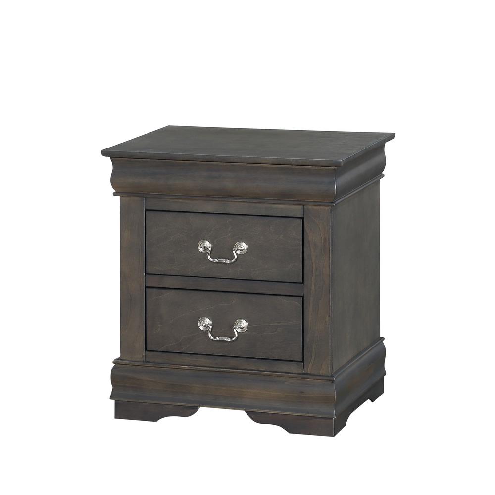 Unbranded Amelia 2Drawer 15 in. x 21 in. x 24 in. Dark Gray Wood