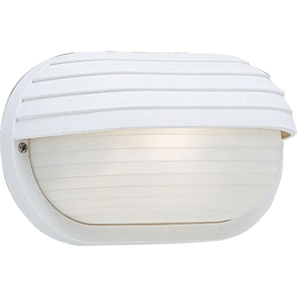White Bulkhead Lights Outdoor Wall Mounted Lighting The Home Depot 1 Light 5 9 In Outdoor White Wall Lantern