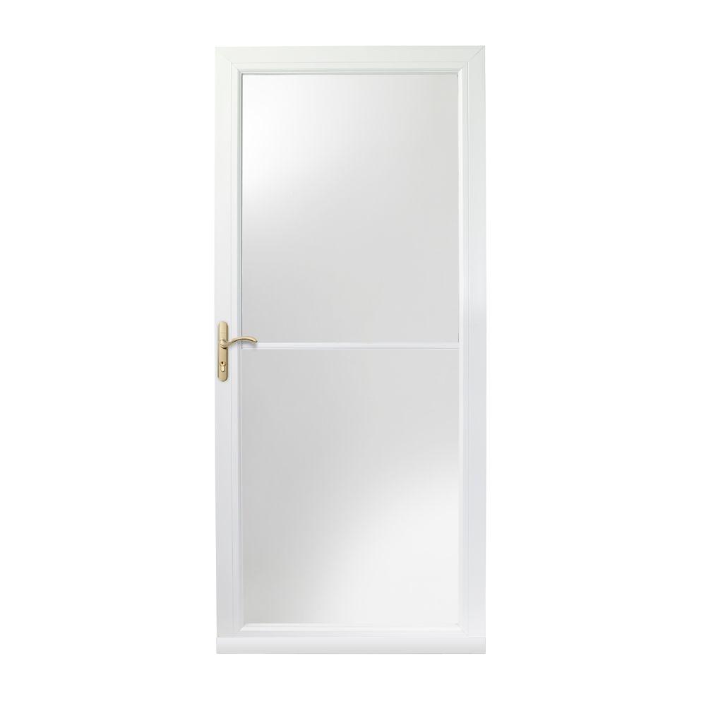 Andersen 32 In X 80 In 3000 Series White Left Hand Self Storing Easy Install Storm Aluminum Door With Brass Hardware