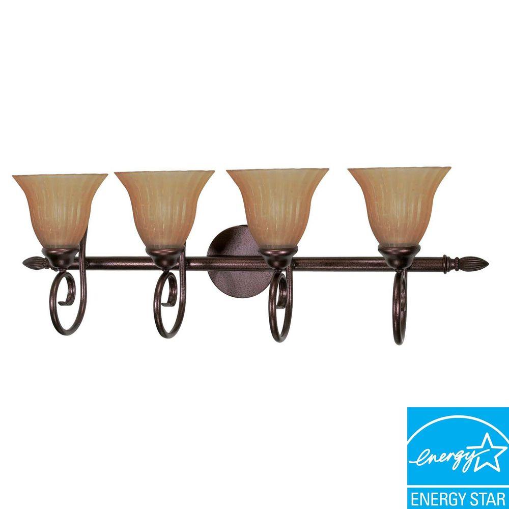 Green Matters 3Light Mahogany Bronze Fluorescent Wall Vanity LightHD3346 The Home Depot