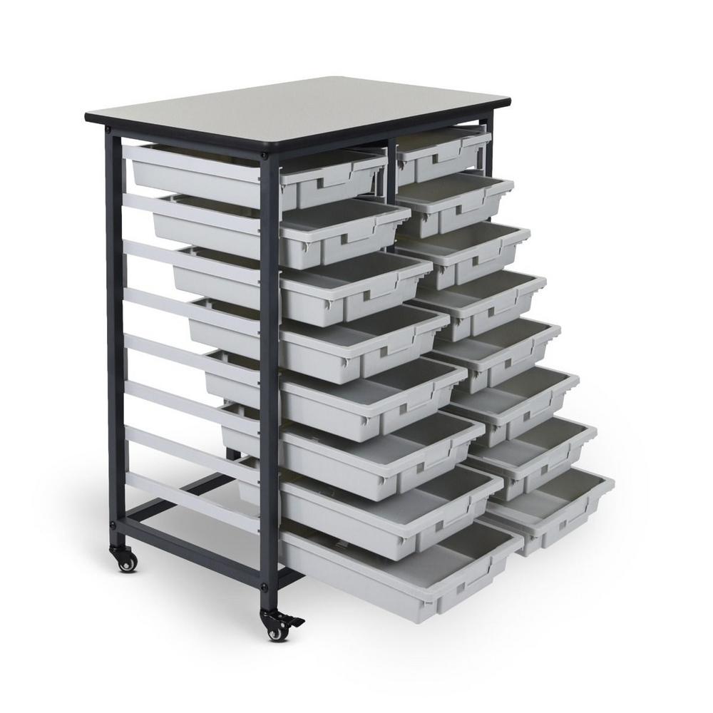 Luxor 37 In X 30 In Mobile Bin Storage Cart Double Row And
