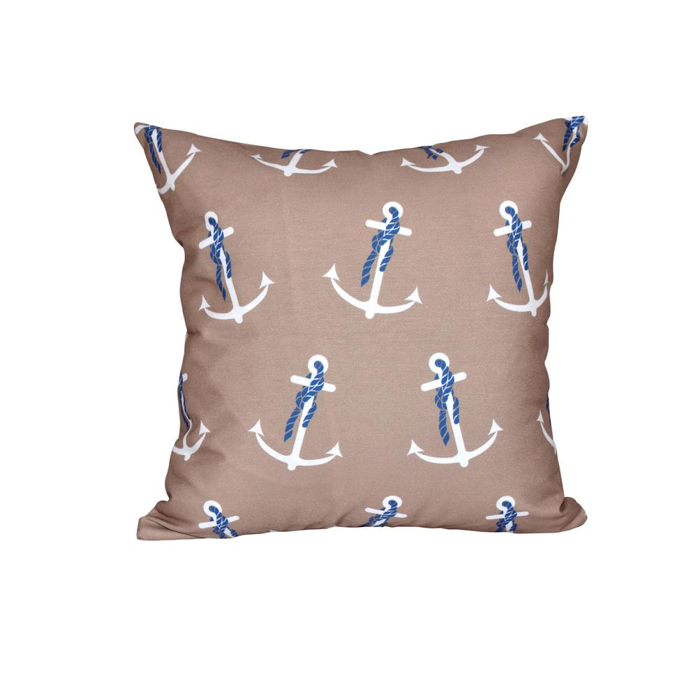 16 In X Taupe Beige Anchor Whimsy Geometric Print Pillow Taupe Beige Anchor Whimsy Geometric Print Pillow