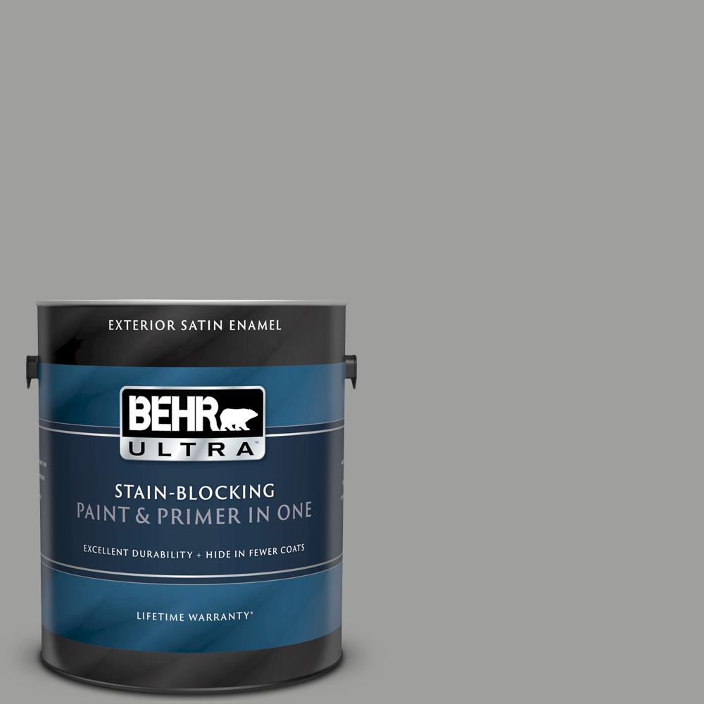 Behr Ultra 1 Gal Mq6 22 Gateway Gray Satin Enamel Exterior Paint And Primer In One