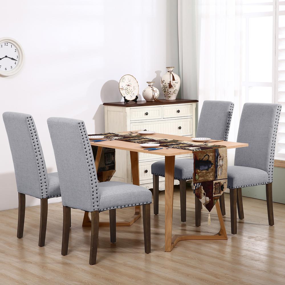 Light Grey Upholstered Dining Chairs Set Of 2