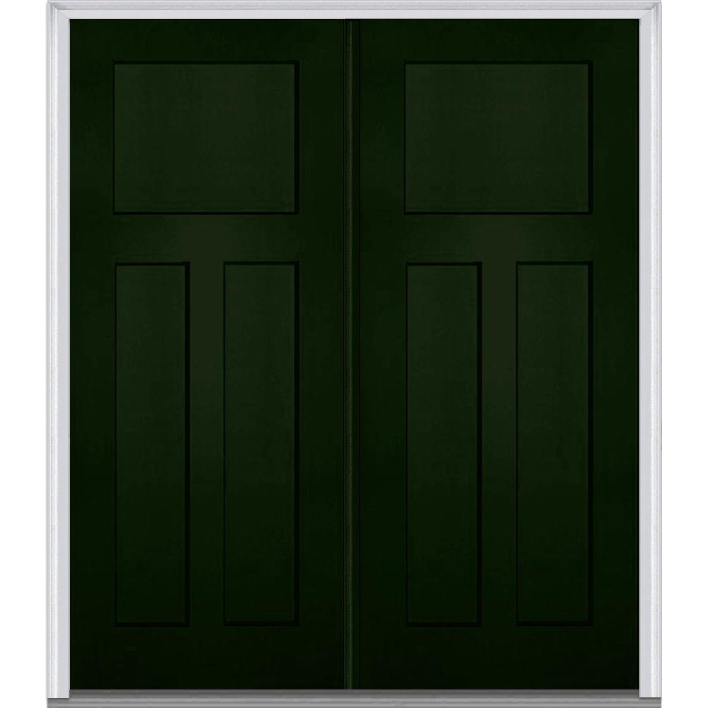 MMI Door 64 in. x 80 in. Classic Left-Hand Inswing Craftsman 3-Panel ...