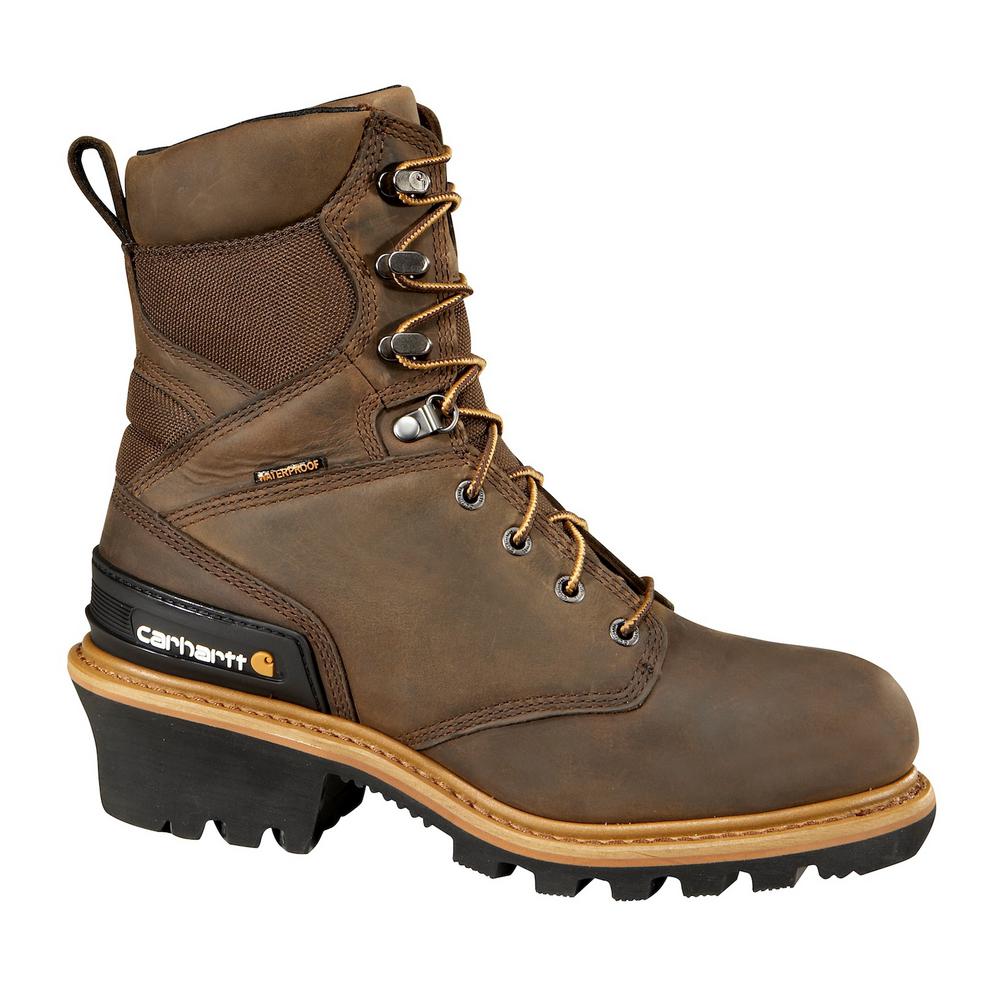 Carhartt Woodworks Men's 11W Brown Leather Waterproof Composite Safety ...