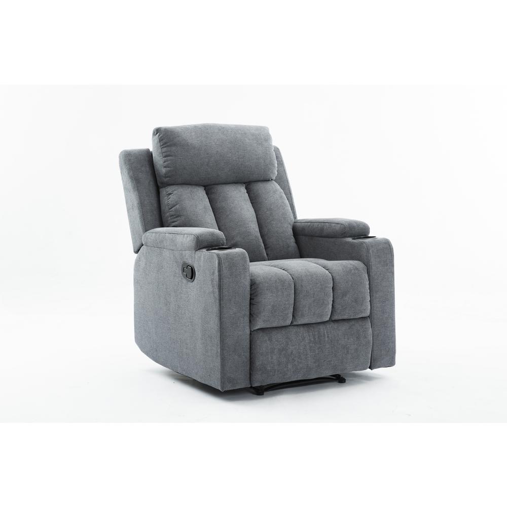 Ottomanson Cozy Comfortable Cushioned Gray Recliner with Cup Holder-ZOY-103 - The Home Depot