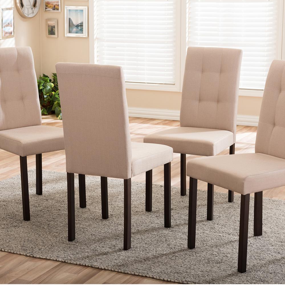 Baxton Studio Andrew 9 Grids Beige Fabric Upholstered Dining