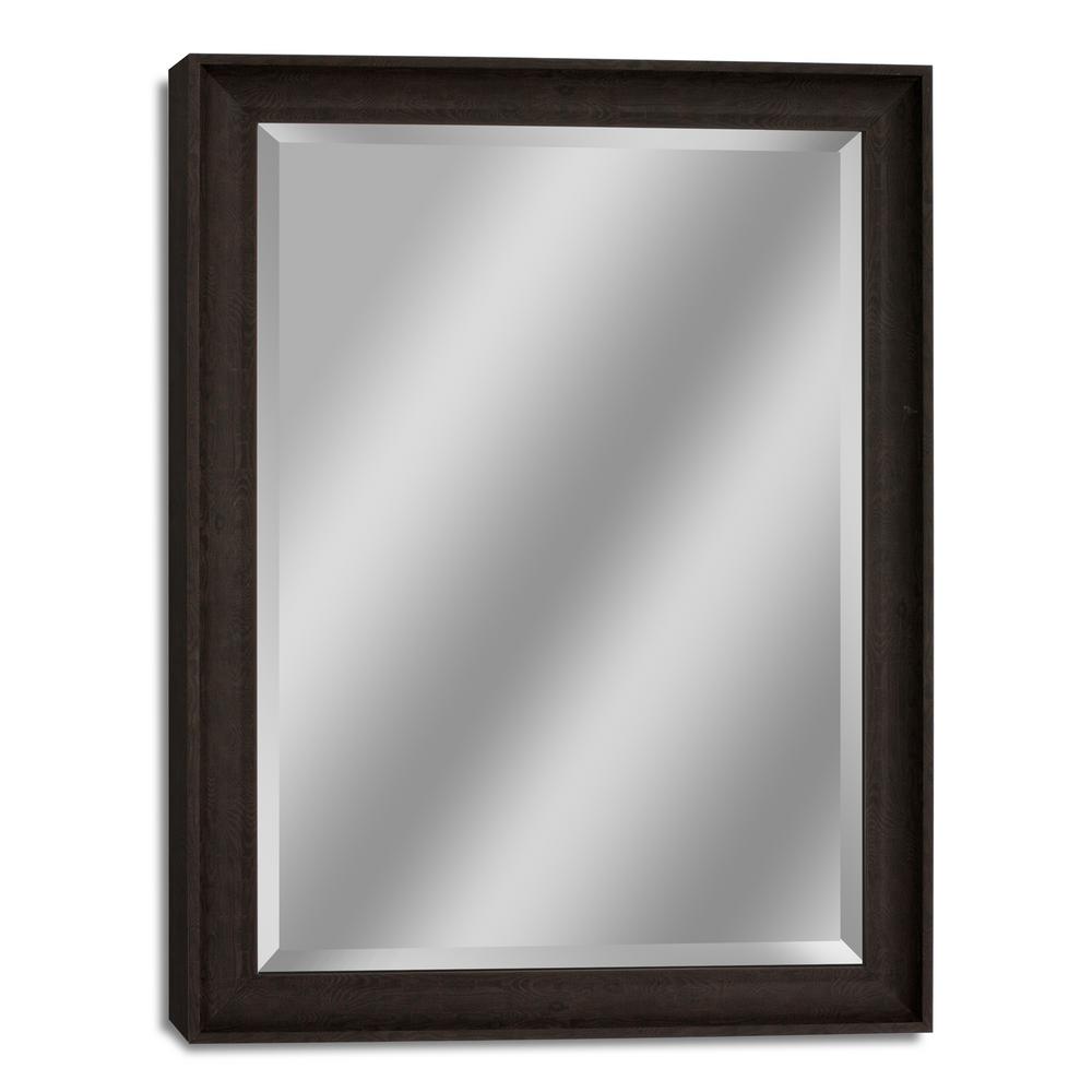 Framed Deco Mirror Dark Brown Wood Bathroom Mirrors Bath H Transitional Driftwood Wall Mirror In Dark Teak