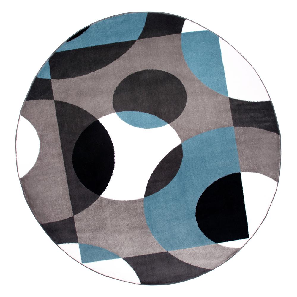 World Rug Gallery Contemporary Circles Blue Indoor 6 Ft In Round Area
