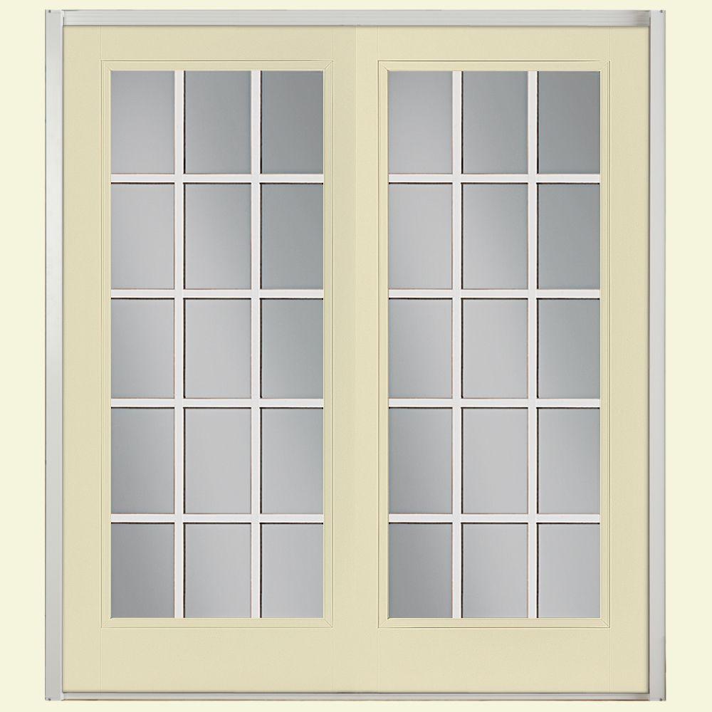 Masonite 60 in. x 80 in. Golden Haystack Steel Prehung RightHand Inswing 15Lite Clear Glass