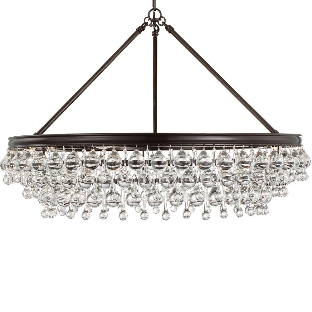 Blown Glass Chandeliers Lighting The Home Depot Calypso 6 Light Crystal Teardrop Bronze Chandelier