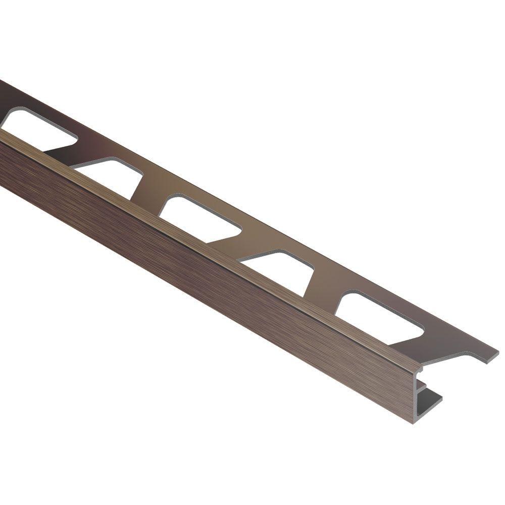 Schluter Jolly Brushed Antique Bronze Anodized Aluminum 5 16 In X 8 Jolly Brushed Antique Bronze Anodized Aluminum 5 16 In X 8 Ft 2 1 Metal Tile Edging Trim