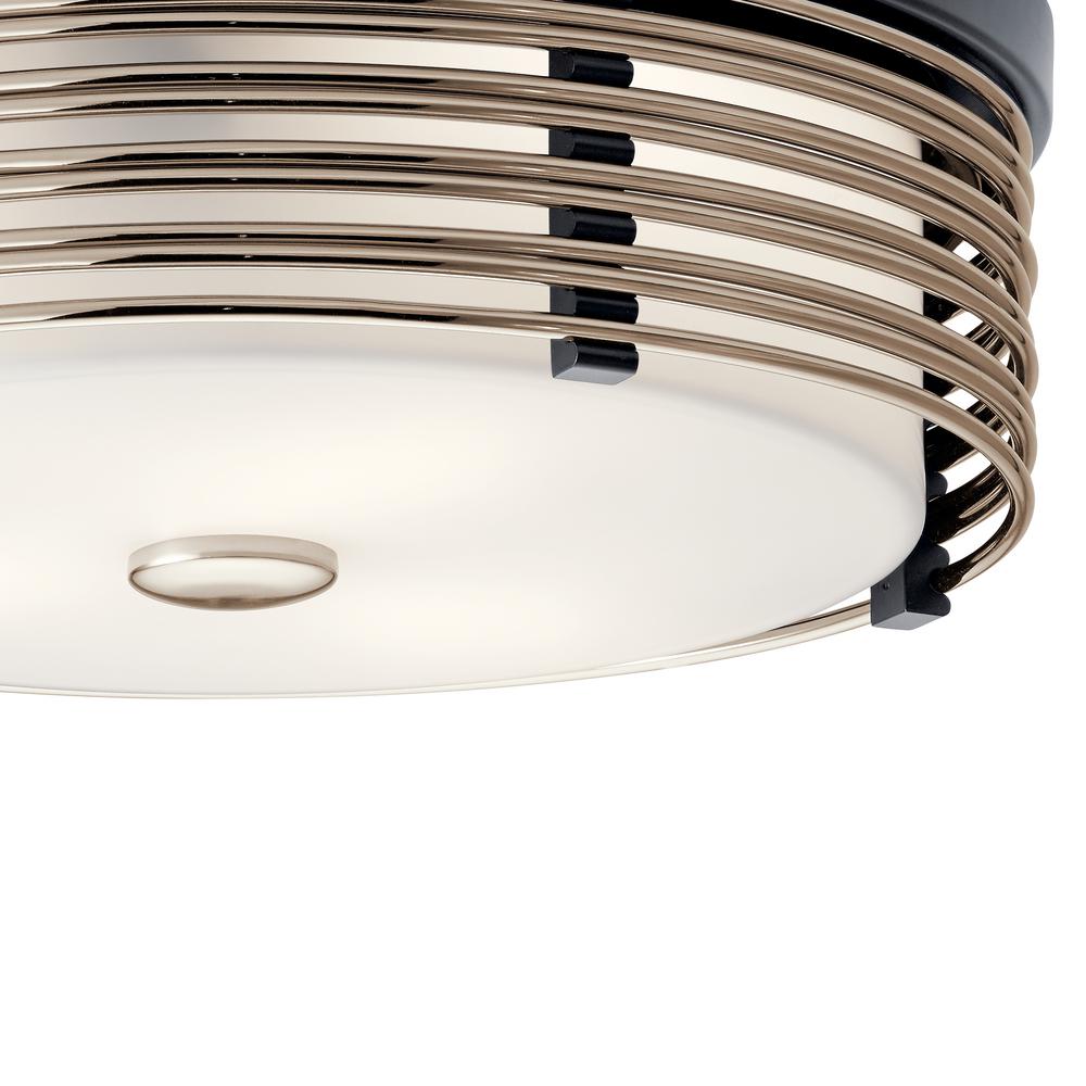 Kichler Bensimone 15 25 In 2 Light Black Flush Mount Ceiling Light With Satin Etched Cased Opal 43293bk The Home Depot