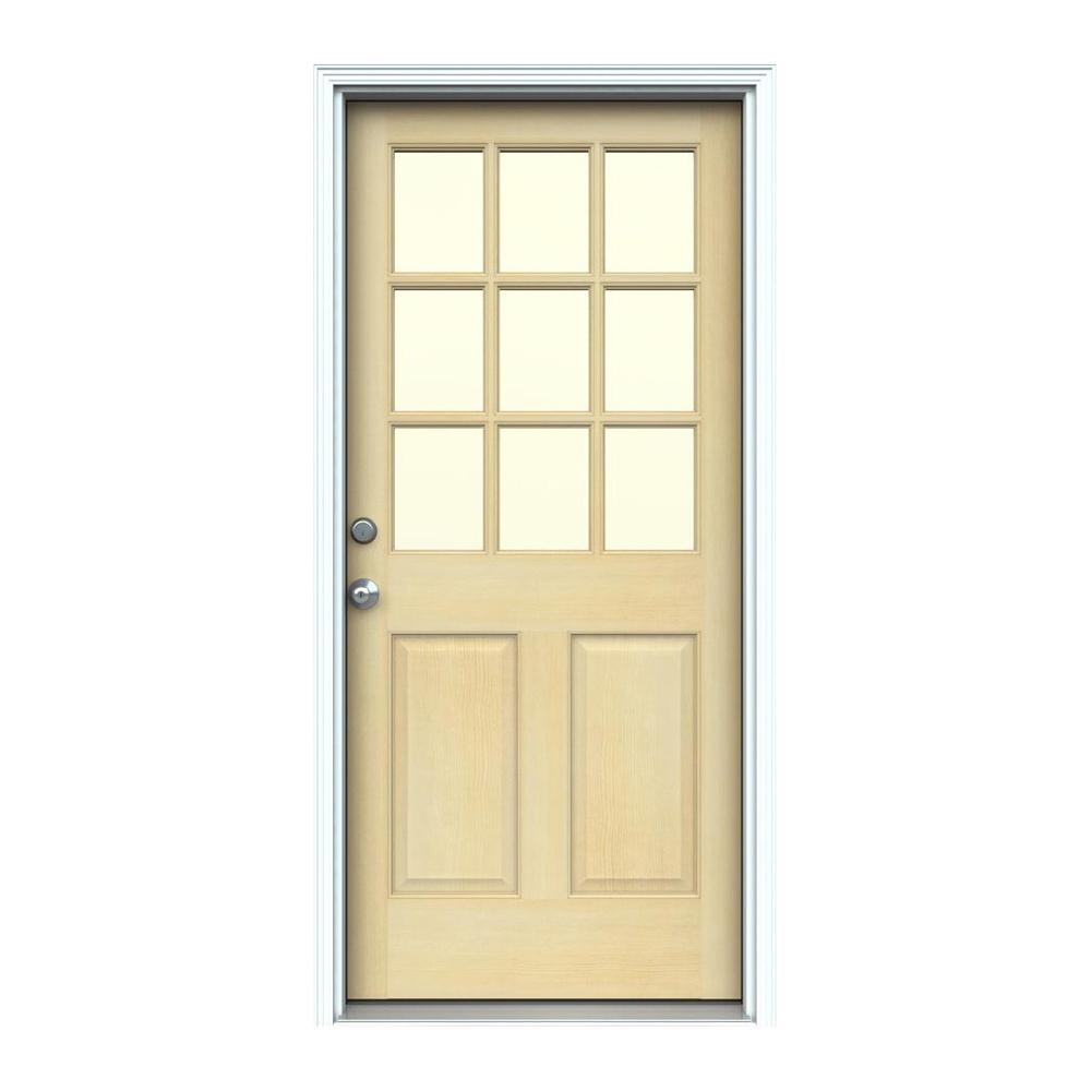 Jeld Wen 36 In X 80 In 9 Lite Unfinished Wood Prehung Right Hand