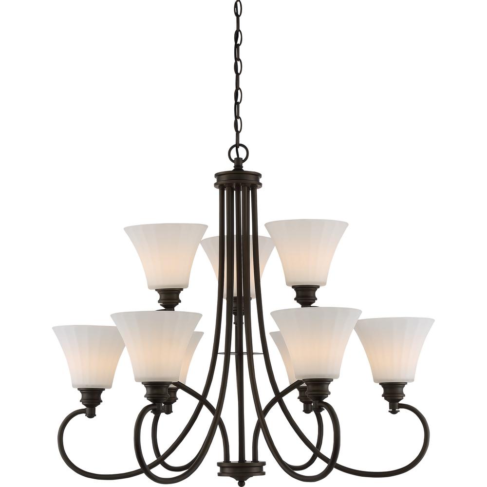 Filament Design 9Light Aged Bronze Chandelier with White Fabric ShadeCLISC329104 The Home Depot