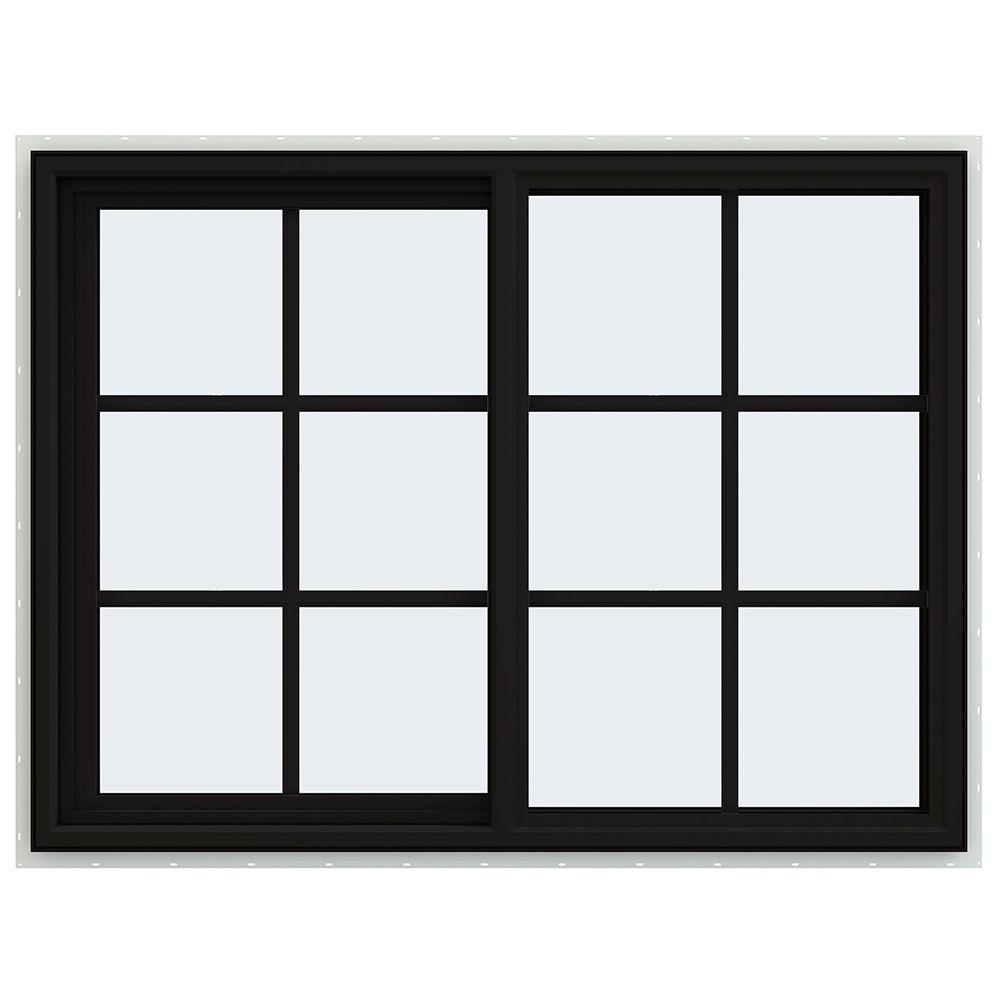 JELDWEN 48 in. x 36 in. V4500 Series Black FiniShield Vinyl LeftHanded Sliding Window with
